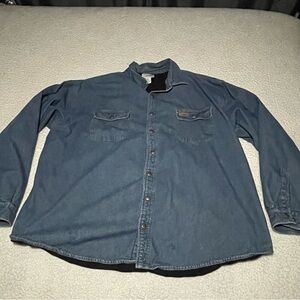 Carhartt denim fleece lined snap front shirt jacket size XL tall vintage